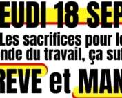 tract manif 18 septembre: grève et manif